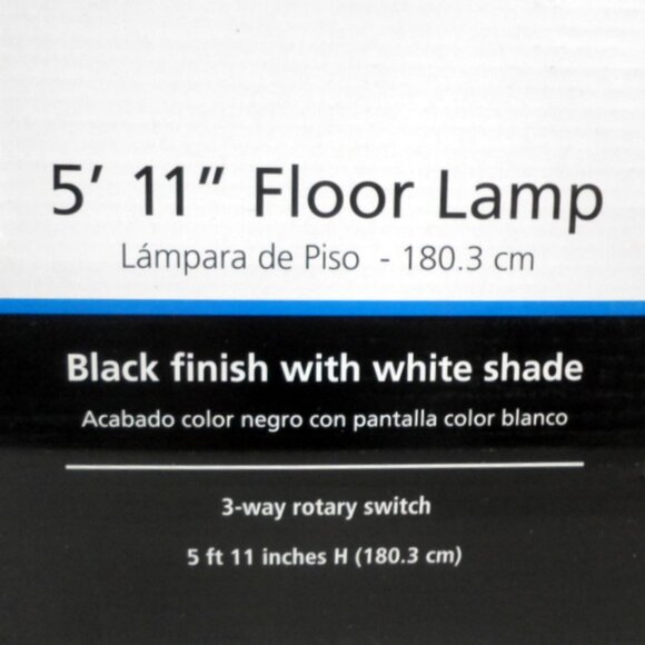Mainstays 71" Floor Lamp Black with White Shade - Picture 3 of 4